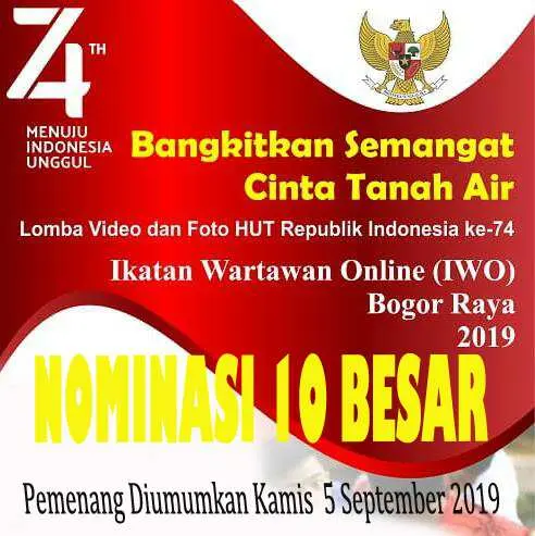 Lomba Video dan Foto Agustusan 2019 yang diadakan IWO Bogor Raya, inilah yang Masuk 10 Besar